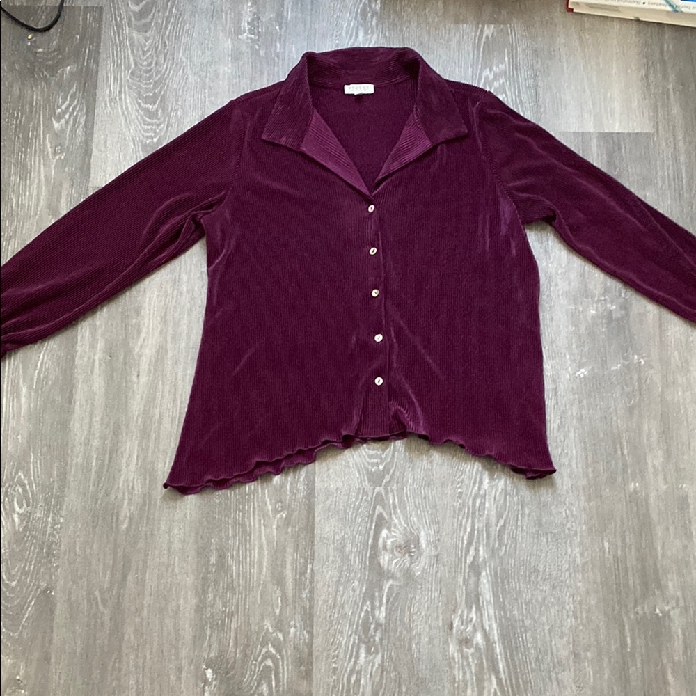 Status by Chenault Deep Purple Button-Down Shirt, size XL